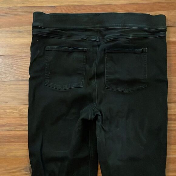 Spanx Black Distressed Pull On Ankle Skinny Jeans Womens Size XL Raw Hem - Picture 12 of 12